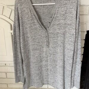 Abercrombie Light Gray Henley Knit Top